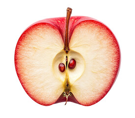 Wall Mural - Half of a fresh red apple with seeds, isolated on transparent cutout background