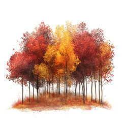Wall Mural - a forest of trees with autumn colors on a transparent background