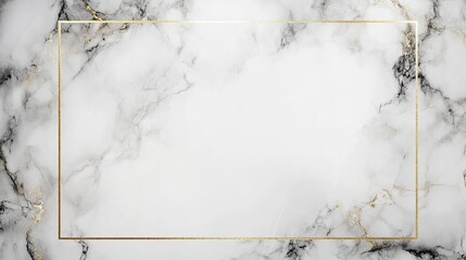 Wall Mural - Elegant Marble Background with Refined Gold Accented Classic Frame: Timeless Marble and Gold Frame Design Ideal for Luxury Branding and Presentation.