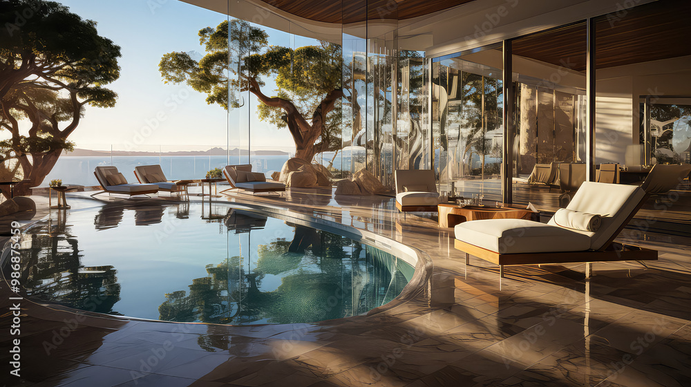3D render, Modern Interior and pool villa Concept: Embracing the ...