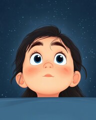 a delightful illustration showcases a curious baby girl gazing in wonder, capturing innocence and fa