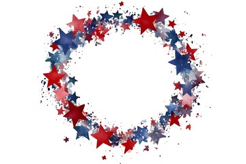 Wall Mural - A circular frame surrounded by red, white, and blue stars, perfect for highlighting American-themed content or celebrations