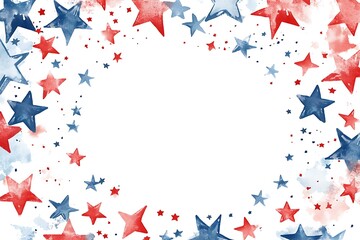 Wall Mural - A circular frame surrounded by red, white, and blue stars, perfect for highlighting American-themed content or celebrations