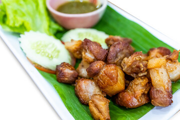 Wall Mural - Top view of Dried Pork Fried, focus selective