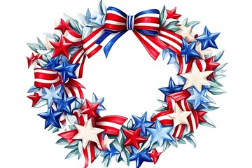 floral decoration with USA flags and bowtie