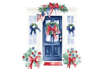 Poster - Patriotic door wreath America.