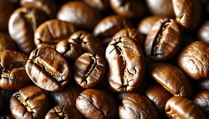 Close-up of organic coffee beans showcasing rich textures and natural hues