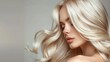 © dony - Beautiful girl with hair coloring in ultra blond. Stylish hairstyle done in a beauty salon. Fashion, cosmetics and makeup