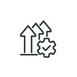 © FishCoolish - Professional career growth, efficient grow, graph revenue growth outline icon. Line sign arrows up and cogwheel. Vector isolated pictograms for web and app on white background editable stroke.
