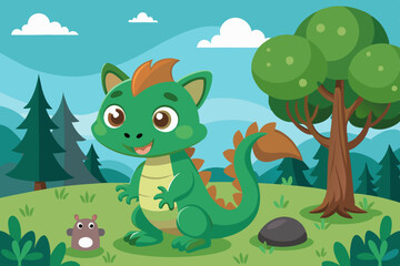 A cute dragon colorful vector illustration