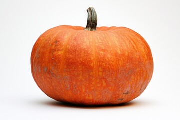 Wall Mural - A Single Orange Pumpkin on a White Background