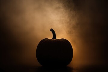 Poster - A Silhouette of a Pumpkin in a Hazy Orange Background