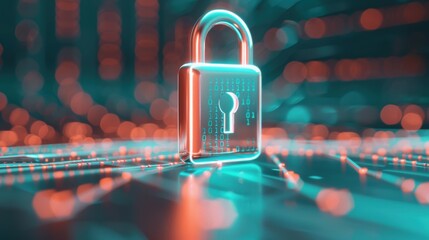 A conceptual image of a padlock surrounded by digital binary code, emphasizing the importance of encryption and secure data practices in preventing cyber attacks.