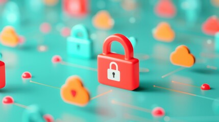 Wall Mural - a visual representation of cybersecurity best practices, with icons and symbols illustrating the imp
