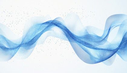 Wall Mural - abstract blue particles wave flowing on white background
