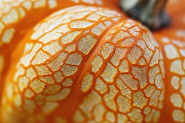 Sticker - Close-up of a Pumpkin's Textured Skin with White and Orange Hues