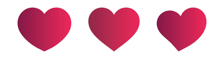 Wall Mural - red heart set. colouful love symbol in different style. transparent png and vector illustration.