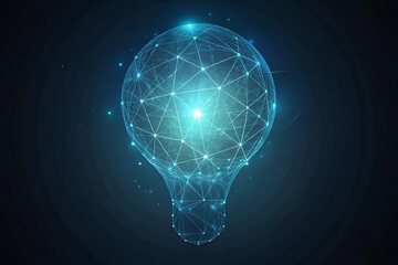 Wall Mural - glowing light bulb on a black background representing innovation and creativity , abstract polygonal