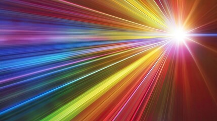 Wall Mural - Illustration of prism rays dispersed into a rainbow spectrum, modern physics background depicting light refraction.