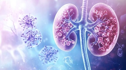 Wall Mural - Impact of Renal Diseases such as Glomerulonephritis, Nephrotic Syndrome, and Polycystic Kidney Disease on Excretory System Function: Symptoms and Effects.