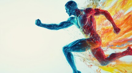 Energy and movement display Dynamic study of athlete motion on blank slate copy space background