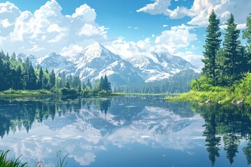 Canvas Print - Mountain Lake Landscape