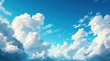 Wall Mural - Playful Sky: Fluffy Clouds Dancing in the Air
