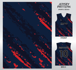 Poster - Pattern vector sports shirt background image.Painting navy blue red pattern design, illustration, textile background for sports t-shirt, football jersey shirt