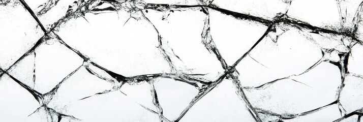 Canvas Print - Abstract texture of cracked glass on a white background. The image can be used as a background for websites or graphic design projects. The cracks in the glass create an interesting visual effect, sug