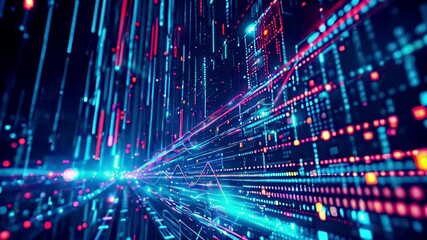 Abstract digital technology background. Network and data concept. Futuristic cyberspace matrix. Virtual web binary code, and in global communication system.