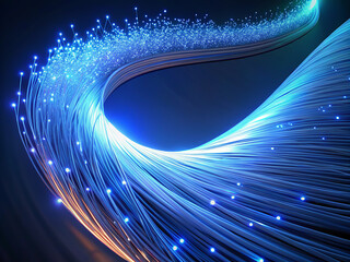 Wall Mural - glowing abstract blue background with swirling stars and waves of light energy in a futuristic desig