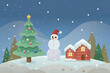 © kanchana - A festive Christmas tree with gifts and snow in a winter landscape, perfect for holiday celebrations and greeting cards
