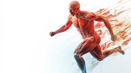 Kinetic energy display of athlete motion showcasing dynamic movement on blank slate copy space background