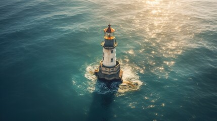 Wall Mural - Lighthouse in the Ocean