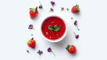 Wall Mural - white background, rosehip soup 