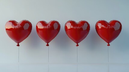 Canvas Print - Heart Shaped Balloons on Stick