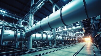 Poster - Industrial Pipes and Machinery Inside a Factory