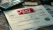 © Antto-AI - Past due payment notice with calculator and cash on wooden table