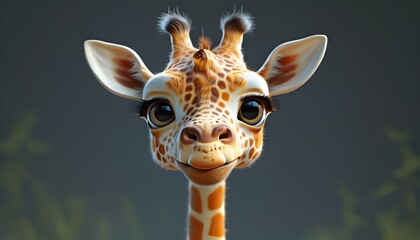 Wall Mural - Adorable 3D Render of Giraffe Friends Enjoying Each Others Company