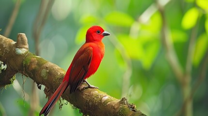 Wall Mural - Red Bird on a Branch