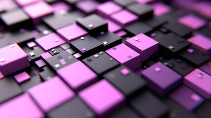 Wall Mural - abstract geometric design featuring purple and black cubes arranged in a dynamic pattern with varyin