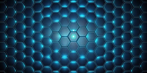 Abstract futuristic hexagon pattern on dark background with seamless honeycomb grid texture