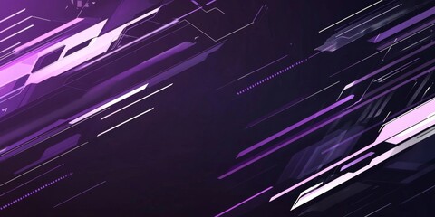 Aufkleber - Abstract background with geometric shapes in shades of purple and white with glowing edges.