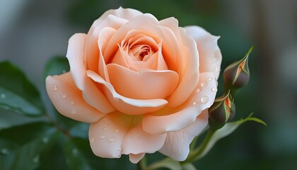 Soft Elegance of a Peach Rose in Bloom