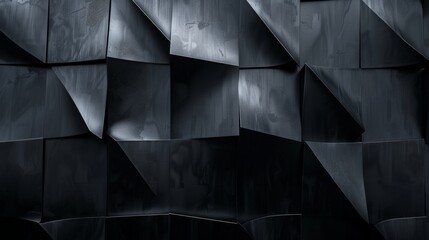 Aufkleber - A close-up image of an abstract geometric pattern created by interlocking dark panels.