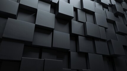 Poster - An abstract background featuring a wall of black cubes arranged in a geometric pattern.