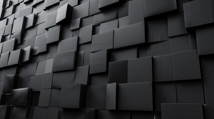 Poster - A close-up image of a black wall composed of square-shaped blocks with a subtle textured surface.
