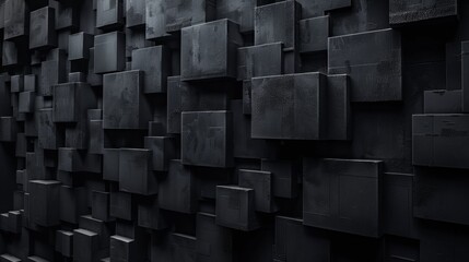 Aufkleber - Abstract Black Cube Wall