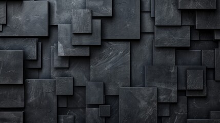 Fototapete - An abstract black square pattern with a textured surface.
