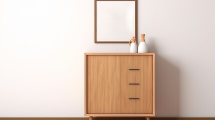 Poster - Minimalist wooden dresser with simple decor